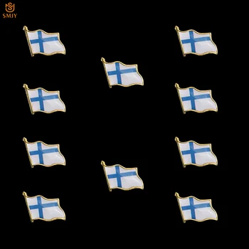 10Pcs Fínsko Národné Farby Vlajky Brošňa Kravatu Batoh Klopě Pin Kovu, Pozlátené Suvenír Odznak Zber