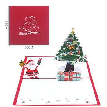 10pcs Ručné Kirigami Origami Vianočný stromček Santa Claus 3D Pop-UP, Pozdrav, Pozvánka Na Svadbu, Narodeninovú Párty Darček Obrázok 2
