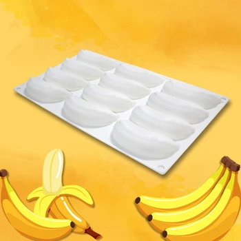 12 Dutiny 3D Banán, Silikónové Formy na Pečenie Čokoládový Mousse Koláč, zmrzlina, Zákusok Pečivo Plesne Zdobenie Nástroje
