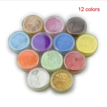 12 Farba Sľudy Pigment Prášok na Mydlo, Kozmetika Živice Farbivo na Farbenie Nechtov Umenie SANA889