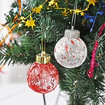  12pc 6typ Vianočné Čačky Gule Prívesok Vianočný Strom Visí Ozdoby Noel Navidad Dekorácie pre Domov 2023 Nový Rok Darček Obrázok 2