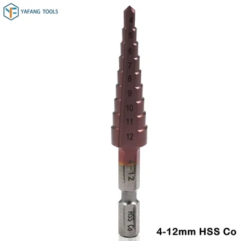 1pcs 4-12 mm HSS Co M35 Kobaltu Krok Drill Bit 1/4
