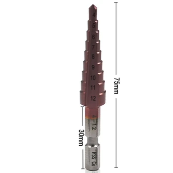 1pcs 4-12 mm HSS Co M35 Kobaltu Krok Drill Bit 1/4
