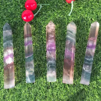 1pcs dlho veľkosť krásne prírodné rainbow fluorite Crystal drahokam prútik bod metafyzické čakra liečenie kryštálmi pre home decor
