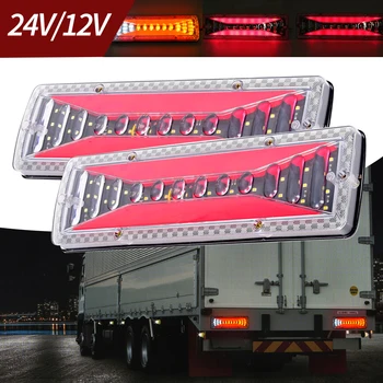 2 KS Dynamic 12V LED Auto Truck zadné Svetlo Zase Signál Zadné Brzdové Svetlo opačný Signál Lampa pre vozidiel prípojného vozidla, Autobusu Táborníci