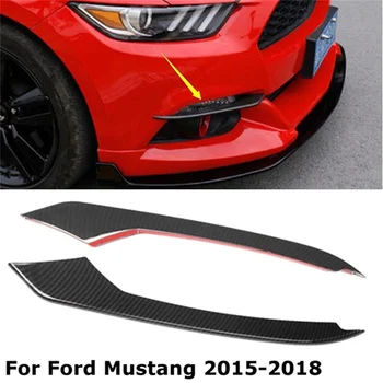 2 ks Uhlíkových Vlákien Predné Hmlové Svetlo Obočie Trim pre Ford Mustang 2015-2018