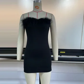 2022 Jeseň Šaty Čierna Červená Modrá Ríše Dámske Oblečenie Blackless bez Ramienok Package Zadok S M L XL