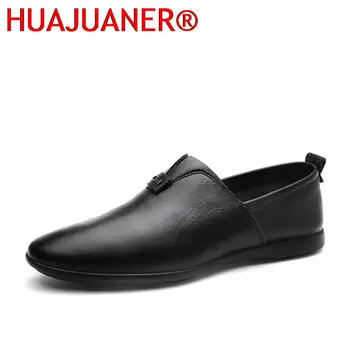 2022 Muži Čierne Šaty Mokasíny Luxusné Obchodné Sklzu na Topánky Bežné pravej Kože Voľný čas Chodiť Obuv Ručné Gentleman Obuvi
