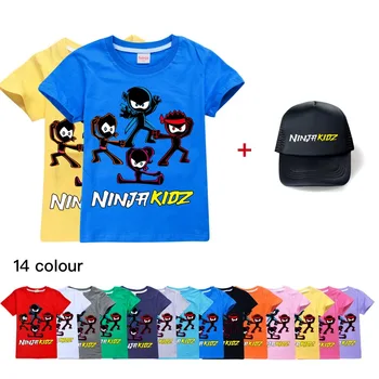 2022 Nová Ninja Kidz Lete Chlapci Krátky Rukáv T-shirt Klobúk Bavlna Deti Oblečenie Chlapci 2-16Y Dievčatá Letné Oblečenie Batoľa Deti Tričko