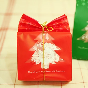 25Pcs/veľa Plastové Darčekové Tašky Vianočný Stromček Snowflake Balenie Vrece Cukroví Boxy Obrázok 2