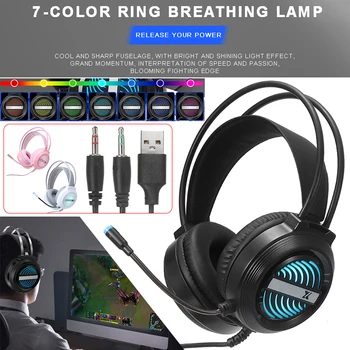 3,5 mm Káblové Herné Headset Slúchadlá s Farebnými LED pre PC Prenosný Počítač Audio Príslušenstvo Internet Bar Gaming Headset