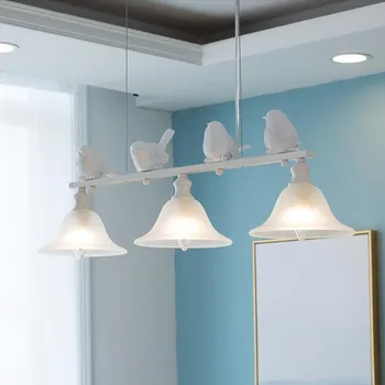 3 Hlavy Nordic Reštaurácia Vták Prívesok Svetlá Moderný Jednoduchý Balkón Železa Kaviareň LED Domáce Dekorácie Skla Lampa Obrázok 2