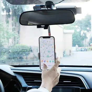 360 Stupňov Auto Spätné Zrkadlo Montáž Držiaka Telefónu, Pre iPhone 12 GPS Sídlo Smartphone Telefón Držiak na Stojan Nastaviteľné Podporu