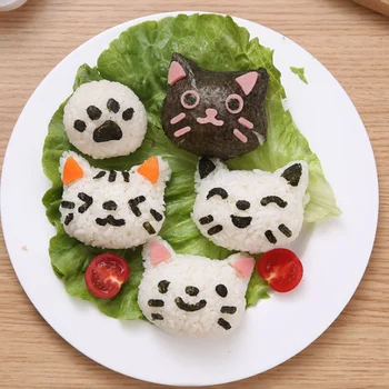 3ks Mačka Cartoon Sushi Nori Ryža Formy Dekor Fréza Bento Maker Sandwich DIY Nástroj Kuchyňa Accessorie Domáce Pečenie Nori Sushi Nástroj Obrázok 2
