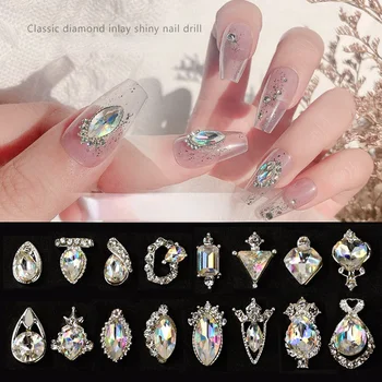 5 ks/veľa Nechtov Japonská Biela Zliatiny Lesk Diamond K9 Kamienkami Magic Color Veľký Diamant Nechtov Dekorácie 3d Charms