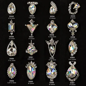 5 ks/veľa Nechtov Japonská Biela Zliatiny Lesk Diamond K9 Kamienkami Magic Color Veľký Diamant Nechtov Dekorácie 3d Charms Obrázok 2
