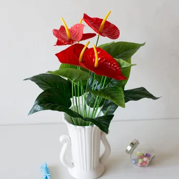 53 cm Umelé Anthurium Červená Zelená Plastové Rastliny Domov, Záhrady, Obývacia Izba, Spálňa Dekorácie Falošné Tropické Rastliny, Dekorácie