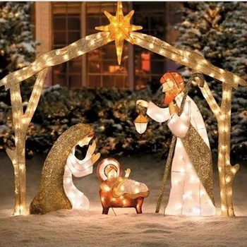 A0NA Svätej Rodiny Socha Vianočné Betlehemy Nastaviť Náboženské Figúrka Akrylové Ozdoby, Darčeky Domova Materiál Akryl