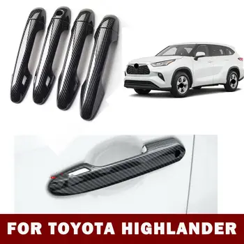 ABS Uhlíkových Vlákien Dvere Auta Chránič Rukoväť Dekorácie Kryt Výbava Auto Príslušenstvo Toyota Highlander 2015-2020