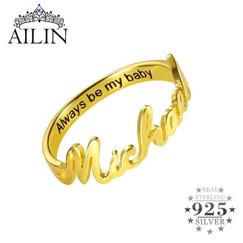 AILIN 18K Zlatom Personalizované Krúžky Žien 925 Sterling Silver Vyryté na Mieru Krúžok Svadobný Pár Šperky Milovníkov Dary
