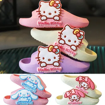 Anime Sanrioed Kawaii Roztomilý Hello Kitty Cinnamoroll Moje Melódie Cartoon Deti Papuče Lete Non-Slip Sandále Sandále Pláže Topánky