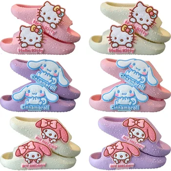 Anime Sanrioed Kawaii Roztomilý Hello Kitty Cinnamoroll Moje Melódie Cartoon Deti Papuče Lete Non-Slip Sandále Sandále Pláže Topánky Obrázok 2