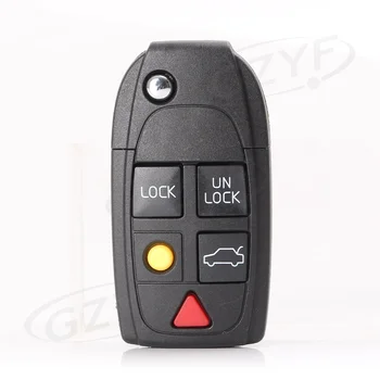 Auto Diaľkové Prípade, 5-Tlačidlá skladací Kľúč Shell Pre VOLVO S60 V70 S80 XC70 XC90 Čierna Obrázok 2