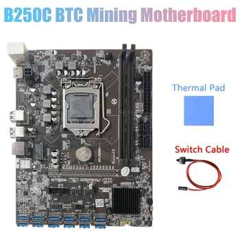 B250C Baník Doske+Tepelná Podložka+Switch Kábel 12 PCIE Na USB3.0 Slot Grafickej Karty LGA1151 Podporu DDR4 Dimm RAM