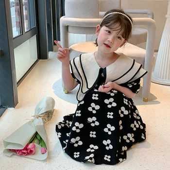 Baby Dievčatá Tylu Šaty 2022 kórejský Letné detské Jeden Kus Oblečenia Deti Princezná Strany Čipky Kvetinový Klasický francúzsky Šaty Obrázok 2