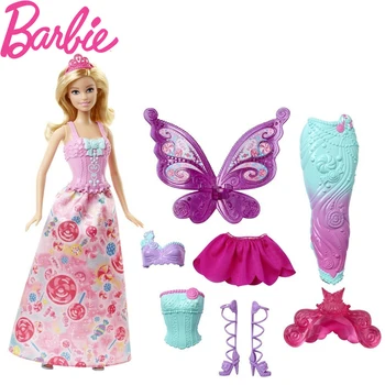 Barbie Dreamtopia Obliekať Bábiku s Oblečenie 3 Fairytable Znaky Princezná Mermaid Fairy Girl Fashion Anime Kolekcie Darček Obrázok 2