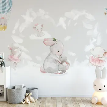 beibehang vlastné kreslené tapety pre detskej izbe 3D stenu, papierové pozadia na stenu roztomilý zajačik mš nástenná maľba na stenu krytiny Obrázok 2