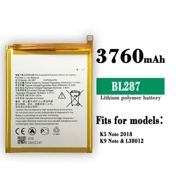 BL287 100% Pôvodnej Vysoko Kvalitné Náhradné Batérie Pre Lenovo K5 Poznámka L38012 Batérie Vnútorný 3760mAh Lítium-Nové Batérie