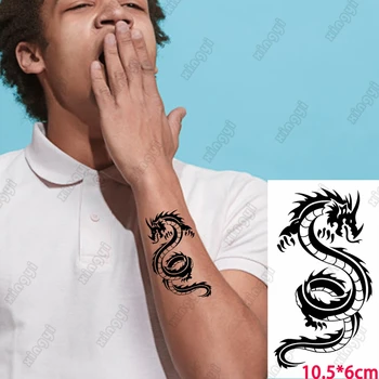 Black Dragon Kráľ Šípku Láska Srdca Plameň Totem Dočasné Tetovanie Tatto Samolepky pre Ženy, Mužov Vody Prenos Falošné, Nepravdivé Tattos