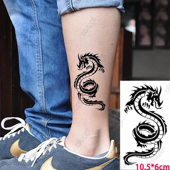 Black Dragon Kráľ Šípku Láska Srdca Plameň Totem Dočasné Tetovanie Tatto Samolepky pre Ženy, Mužov Vody Prenos Falošné, Nepravdivé Tattos Obrázok 2