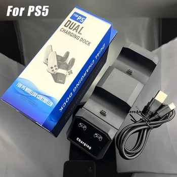 Black Dual Rýchlo Nabíjačka Pre Sony PS5 Bezdrôtový ovládač USB C Nabíjací Dock Stanica Pre PlayStation 5 PS5 Radič Nabíjačky Obrázok 2