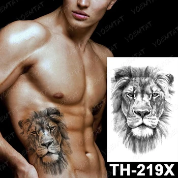 Black Lion Dočasné Tetovanie Nálepka Pre Mužov, Ženy Vlk Lightning Tiger Rose Nepremokavé Falošné Henna Voľne Žijúcich Zvierat Body Art Tetovanie Dec. Obrázok 2