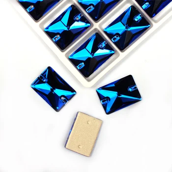 Capri Blue Lesklé Obdĺžnik Sklenenými Kamienkami Flatback Crystal Šiť Na Kamienkami Remesiel Lesk Šitie Príslušenstvo Dizajn, Dekorácie Obrázok 2