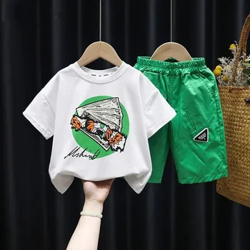 Deti Oblečenie Set Pre Chlapca Baby detský Oblek Chlapec Cartoon T-shirt Šortky 2-kus Lete Vyhovovali 2022 Nové Detské Oblečenie Oblek