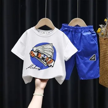 Deti Oblečenie Set Pre Chlapca Baby detský Oblek Chlapec Cartoon T-shirt Šortky 2-kus Lete Vyhovovali 2022 Nové Detské Oblečenie Oblek Obrázok 2