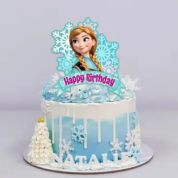 Disney Mrazené Princezná Cake Vňaťou Narodeninovej Party Dekor Deti Tortu Vňaťou Pre Dievčatá Narodeniny Dekorácie Anniversaire Tortu Supplie Obrázok 2