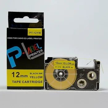 Doprava zadarmo 3ks/veľa Kompatibilné PT-12YW XR-12YW čierne na Žltom štítok pásky pre EZ label printer KL-780, KL-8100/8200/8800