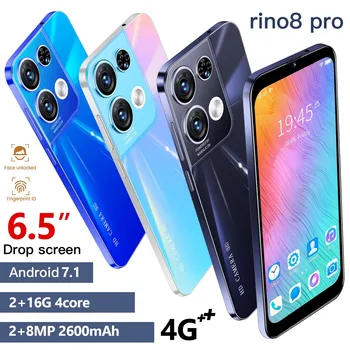 Doprava zadarmo Multifunkčné Telefón Android Rino8 Pro 6.5 Palcový Face Unlock Full HD Obrazovke Android, Smartphone 2G RAM + ROM 16 G