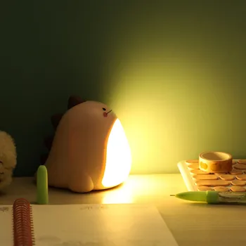 Dotyk Dinosaura Nočné Osvetlenie Plynulou Stmievateľné USB Nabíjacie Svietidlá Pre Deti Baby Darčeky Karikatúra Roztomilý Zvierat LED Nočné Lampy Obrázok 2