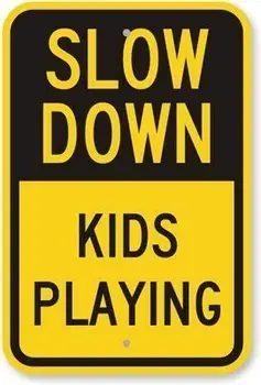 EHAKB Spomaliť Deti na Hranie - Pomalé Deti Hrať na Dvore Sign - 8