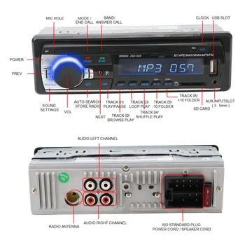 FM Rádio Stereofónne autorádio Digitálne Bluetooth Car MP3 Prehrávač 1DIN In-Dash Diaľkové Ovládanie 12V AUX Vstup Zvuku Hudby s USB/SD Obrázok 2