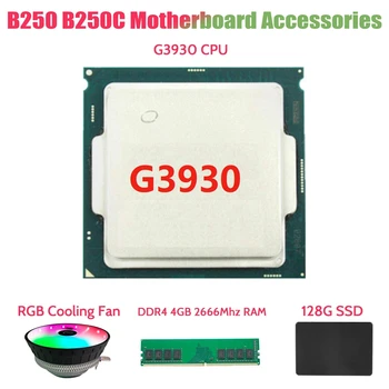G3930 CPU+DDR4 4GB 2666MHZ RAM+128G SATA SSD+RGB Chladiaci Ventilátor Držiak Pre B250 B250C Ťažba Doska Príslušenstvo