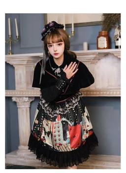 Gotický retro sladké lolita šaty námestie golier kríž obväz čipky tlač viktoriánskej šaty kawaii dievča gothic lolita op loli cos