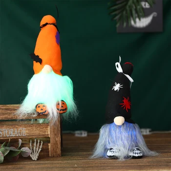 Halloween Gnome Bábika Dekorácia s LED Svetlá Anonymný Trpaslík Ornament Halloween Party Domov Okno Bar Dekoroch Deti, Darčeky, Hračky Obrázok 2