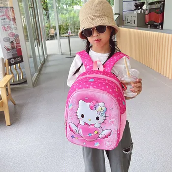 Hello Kitty Nové Školské tašky Cartoon Tlač Dievča Veľkú Kapacitu Školskej Materskej školy Dieťa Roztomilý Batoh detský Cestovná Taška Obrázok 2