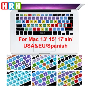 HRH Horúca novinka španielsky klávesovej skratky Skratky fungujú Silikónový Kryt Klávesnice Chránič Klávesnica Kože Pre Macbook Air Pro 13